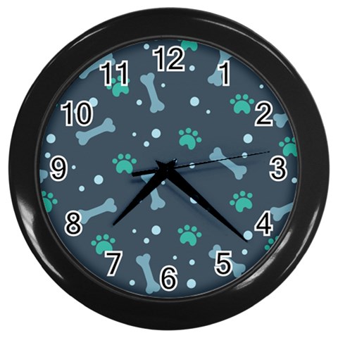 Bons Foot Prints Pattern Background Wall Clock (Black) from ArtsNow.com Front