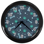 Bons Foot Prints Pattern Background Wall Clock (Black)