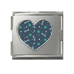 Bons Foot Prints Pattern Background Mega Link Heart Italian Charm (18mm)