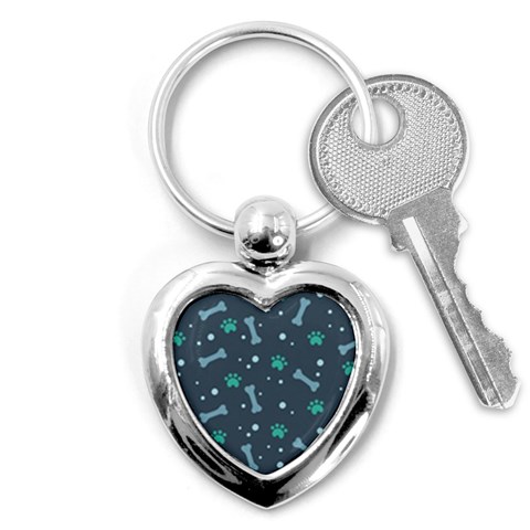 Bons Foot Prints Pattern Background Key Chain (Heart) from ArtsNow.com Front