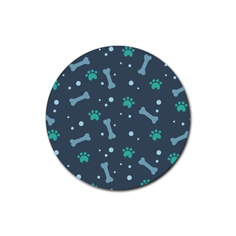 Bons Foot Prints Pattern Background Rubber Round Coaster (4 pack) from ArtsNow.com Front