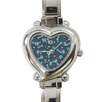Bons Foot Prints Pattern Background Heart Italian Charm Watch