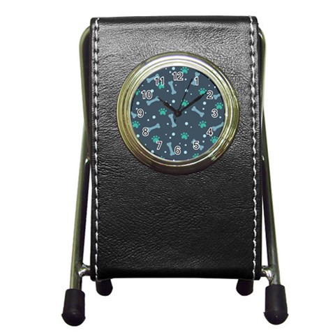 Bons Foot Prints Pattern Background Pen Holder Desk Clock from ArtsNow.com Front