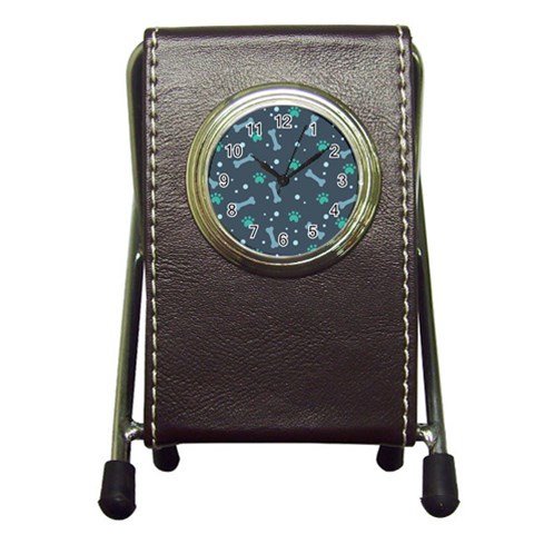 Bons Foot Prints Pattern Background Pen Holder Desk Clock from ArtsNow.com Front