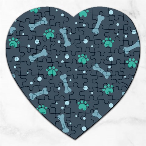 Bons Foot Prints Pattern Background Jigsaw Puzzle (Heart) from ArtsNow.com Front