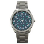 Bons Foot Prints Pattern Background Sport Metal Watch