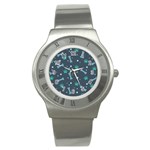 Bons Foot Prints Pattern Background Stainless Steel Watch