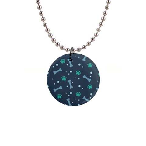 Bons Foot Prints Pattern Background 1  Button Necklace from ArtsNow.com Front