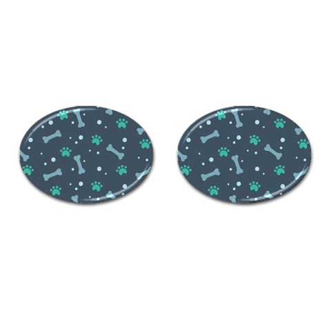 Bons Foot Prints Pattern Background Cufflinks (Oval) from ArtsNow.com Front(Pair)
