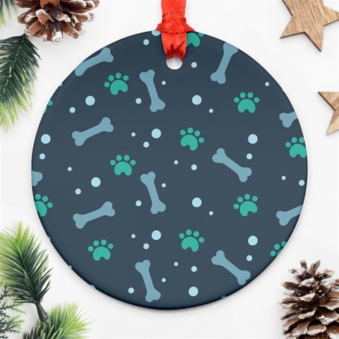 Bons Foot Prints Pattern Background Round Ornament (Two Sides) from ArtsNow.com Front