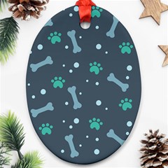 Bons Foot Prints Pattern Background Oval Ornament (Two Sides) from ArtsNow.com Front
