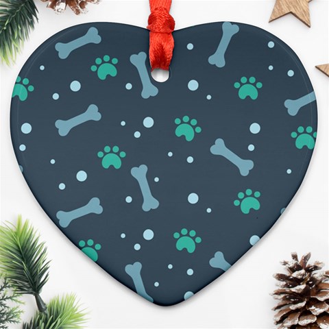 Bons Foot Prints Pattern Background Heart Ornament (Two Sides) from ArtsNow.com Front