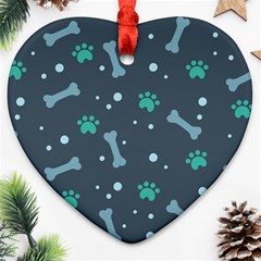 Bons Foot Prints Pattern Background Heart Ornament (Two Sides) from ArtsNow.com Back