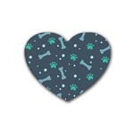 Bons Foot Prints Pattern Background Rubber Heart Coaster (4 pack)