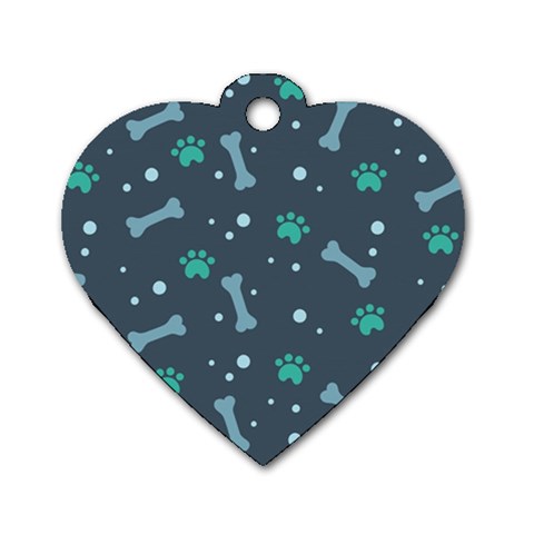 Bons Foot Prints Pattern Background Dog Tag Heart (One Side) from ArtsNow.com Front