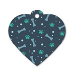 Bons Foot Prints Pattern Background Dog Tag Heart (One Side)