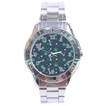 Bons Foot Prints Pattern Background Stainless Steel Analogue Watch