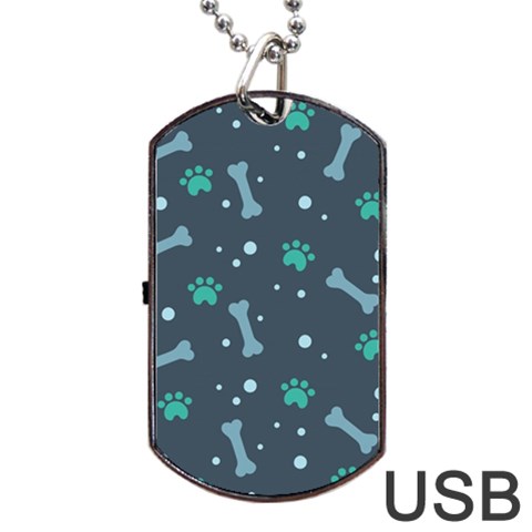 Bons Foot Prints Pattern Background Dog Tag USB Flash (Two Sides) from ArtsNow.com Front