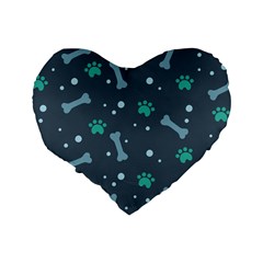 Bons Foot Prints Pattern Background Standard 16  Premium Heart Shape Cushions from ArtsNow.com Back