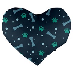 Bons Foot Prints Pattern Background Large 19  Premium Heart Shape Cushions from ArtsNow.com Front