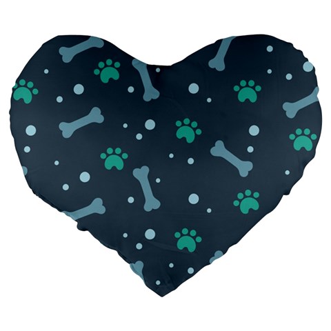 Bons Foot Prints Pattern Background Large 19  Premium Heart Shape Cushions from ArtsNow.com Back