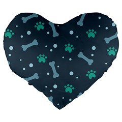 Bons Foot Prints Pattern Background Large 19  Premium Heart Shape Cushions from ArtsNow.com Back