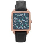 Bons Foot Prints Pattern Background Rose Gold Leather Watch 