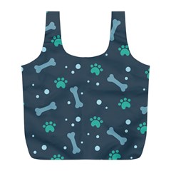 Bons Foot Prints Pattern Background Full Print Recycle Bag (L) from ArtsNow.com Back