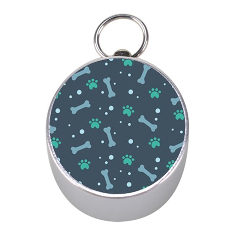 Bons Foot Prints Pattern Background Mini Silver Compasses from ArtsNow.com Front