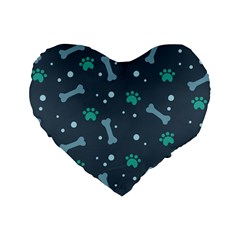 Bons Foot Prints Pattern Background Standard 16  Premium Flano Heart Shape Cushions from ArtsNow.com Front