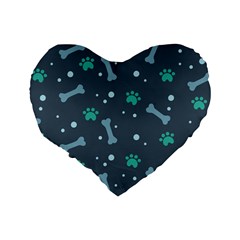 Bons Foot Prints Pattern Background Standard 16  Premium Flano Heart Shape Cushions from ArtsNow.com Back