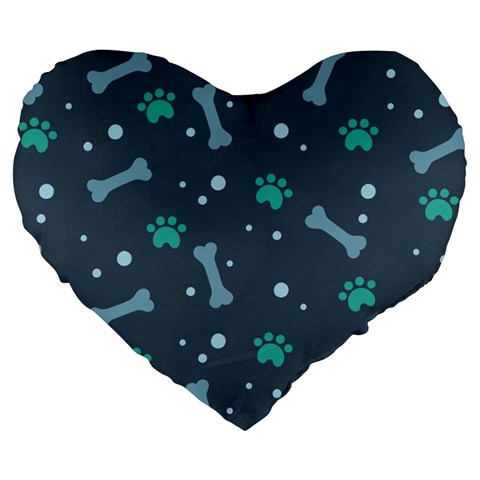 Bons Foot Prints Pattern Background Large 19  Premium Flano Heart Shape Cushions from ArtsNow.com Front