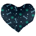 Bons Foot Prints Pattern Background Large 19  Premium Flano Heart Shape Cushions