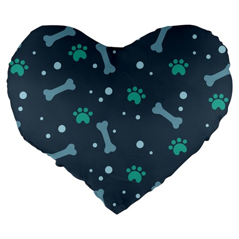Bons Foot Prints Pattern Background Large 19  Premium Flano Heart Shape Cushions from ArtsNow.com Back