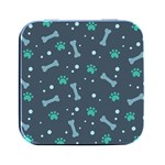 Bons Foot Prints Pattern Background Square Metal Box (Black)