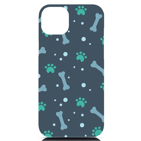 Bons Foot Prints Pattern Background iPhone 14 Plus Black UV Print Case from ArtsNow.com Front