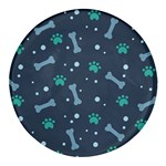Bons Foot Prints Pattern Background Round Glass Fridge Magnet (4 pack)