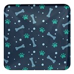Bons Foot Prints Pattern Background Square Glass Fridge Magnet (4 pack)