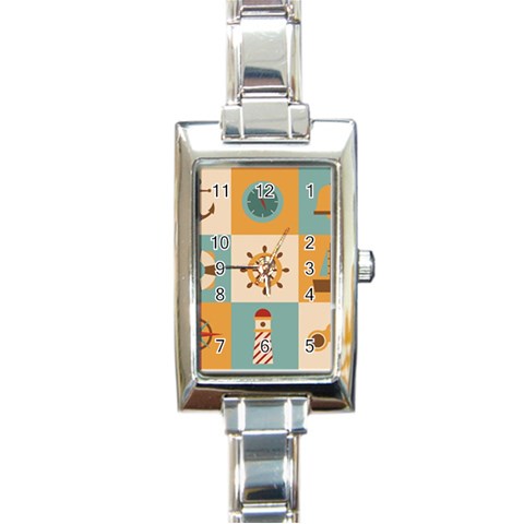 Nautical Elements Collection Rectangle Italian Charm Watch from ArtsNow.com Front