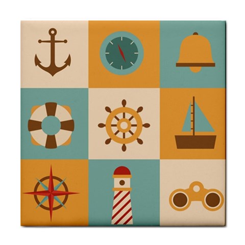 Nautical Elements Collection Tile Coaster from ArtsNow.com Front