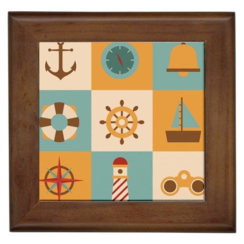 Nautical Elements Collection Framed Tile from ArtsNow.com Front