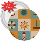 Nautical Elements Collection 3  Buttons (10 pack) 