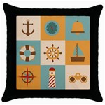 Nautical Elements Collection Throw Pillow Case (Black)