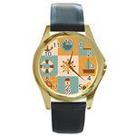 Nautical Elements Collection Round Gold Metal Watch