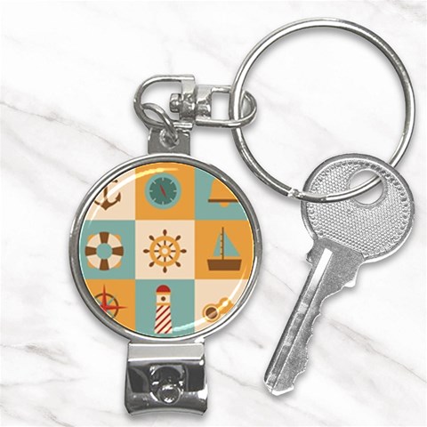 Nautical Elements Collection Nail Clippers Key Chain from ArtsNow.com Front