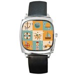 Nautical Elements Collection Square Metal Watch