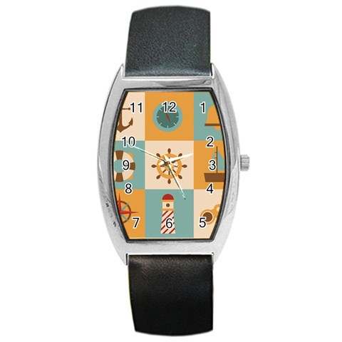 Nautical Elements Collection Barrel Style Metal Watch from ArtsNow.com Front