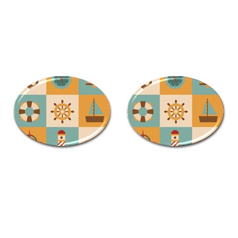Nautical Elements Collection Cufflinks (Oval) from ArtsNow.com Front(Pair)