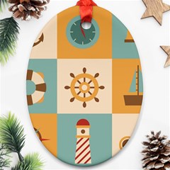 Nautical Elements Collection Oval Ornament (Two Sides) from ArtsNow.com Front