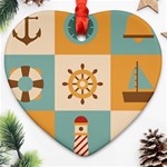 Nautical Elements Collection Heart Ornament (Two Sides)
